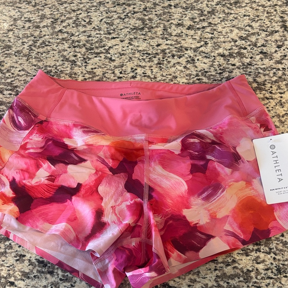 Athleta Women's Vibrant Pink and Red Run with it 3.5 Athletic Shorts